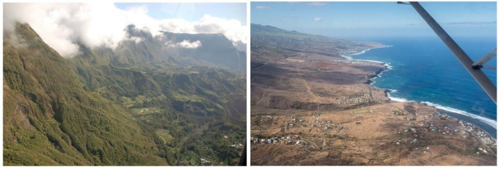 La différence de paysage entre l'Est et l'Ouest de la Réunion