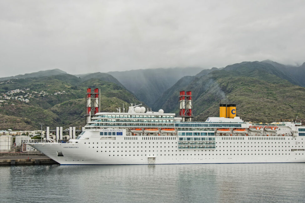 A passanger ship in the port of Reunion island